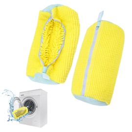 Gzsekken Shoe Washing Bag,Set of 2 Mesh Shoes Laundry Bag, Laundry Bags for Washing Machine,with Durable Zipper High Protection Washing Bag for Cleaning Your Shoes, Shoe Laundry Yellow