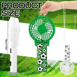Glooglitter 12 Pcs Soccer Mini Portable Fans Foldable Soccer Personal Handheld Fans Bulk with Lanyard Small Favor for Team Gift Outdoor Sport Game Cooling Favors, Battery Not Include