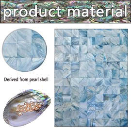 BKshells Mother of Pearl Peel and Stick Tile Shell Tiles Mother of Pearl Tile Shell Mosaic Tiles for Self-Adhesive Kitchen Backsplashes, Bathroom Walls,Home Decor (6PCS, Blue)
