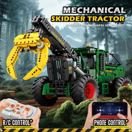Reobrix Tractor Building Block Sets for Adults, RC Skidding Tractor Construction Vehicles Model Kit with 6 Motors, Engineering Collectible Display 22027, Technic Tractor Toys Gift for Boys Girls 14+