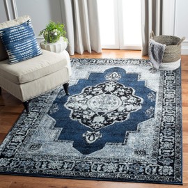 Safavieh Vintage Hamadan Collection VTH219M Oriental Traditional Persian Area Rug, 5'3" x 7'6", Blue / Grey