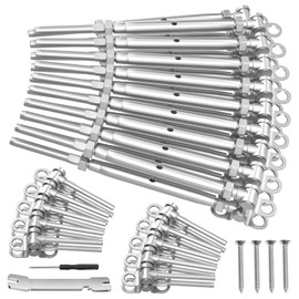 BLIKA 20 Pairs 3/16" Cable Railing Kits, T316 Stainless Steel, Adjustable Angle Cable Railing Hardware 3/16" for 2"x2", 4"x4" Wood Posts, Swage Toggle Turnbuckle & End for Stair Cable Railing