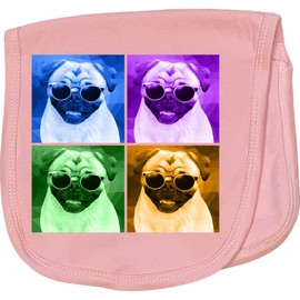 inktastic Pugs with Sunglasses Baby Burp Cloth Pink 424c6