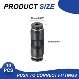 MECCANIXITY 5 Pcs Push to Connect Fittings 1/8 Inch Tube OD Pneumatic Quick Connector Straight Union Tube Fitting for Water Oil Gas Air Hose Line Pipe, Black