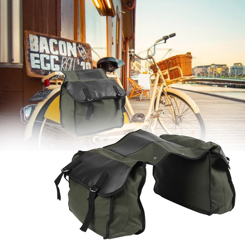 Multifunction Large Capacity Canvas Saddle Bag Bike Pannier Bag for