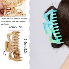 Flomiara Large Hair Clips for Thick Hair Women, 13,5 cm Big Non-slip Matte Hair Claw Clips Strong Hold Hair Jaw Clips, Hairpins Suitable Both Ladies Girls (Coffee Black, Green, Grey Blue, Khaki)