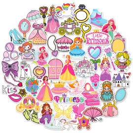 QTL 70Pcs Cute Princess Stickers for Girls Kids Stickers for Water Bottles Fairy Tale Princess Stickers for Party Supplies Waterproof Stickers Packs
