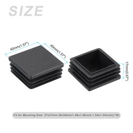 METALLIXITY Square Tube End Cap(40 x 40mm) 4Pcs, Plastic Plug Insert End Caps Pipe Cap Cover Threaded End Blanking Caps Protector - for Furniture Table Chair Legs, Black