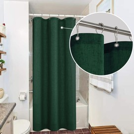 KOUFALL Stall Shower Curtain 36 x 72 Inch,Fabric Linen Half Size Small Shower Curtain for RV Camper,Forest Green