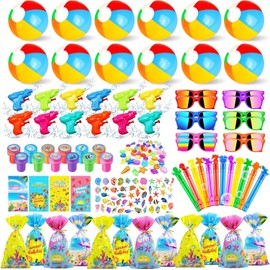 Recuerdos de fiesta en la piscina y recuerdos de fiesta en la playa, 158 juguetes de piscina de verano para niños, decoración temática submarina, incluyendo pelotas de playa, anteojos de sol, varitas