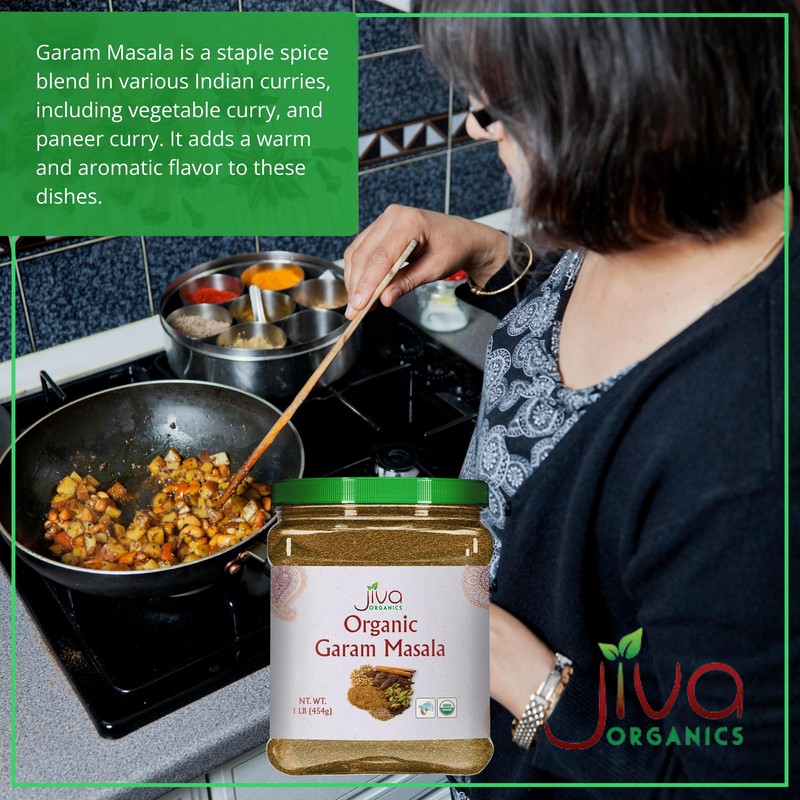 Jiva Organics Organic Garam Masala Powder 1 Pound Bulk Jar