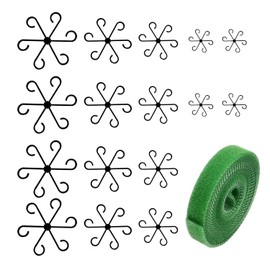 HINFHI 16 Pieces Of Plant Fixing Clips And 1 Roll Of Cable Tie, Plant Support Frame, Flower Stem Collection Frame, Gardening Tools, Plant Planting Accessories.