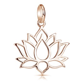Materia Rose Gold Necklace with Lotus Flower Pendant – 925 Silver Rose Gold-Plated for Women Teenagers with Jewellery Case, Sterling Silver