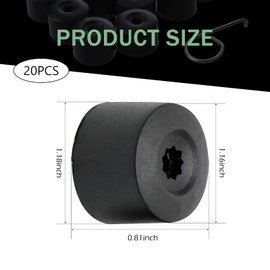 Downhill 20 PC Car Wheel Lug Nut Covers, 17mm Tire Bolt Caps with Removal Tool, Rust-Proof Wheel Bolt Decorative Accessories, Compatible with VW, Jetta, Beetle, Passat, GTI, CC (Black)