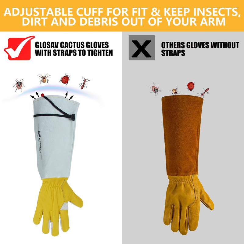 GLOSAV Cactus Gloves, Thorn Proof Gardening Gloves for Rose Pruning