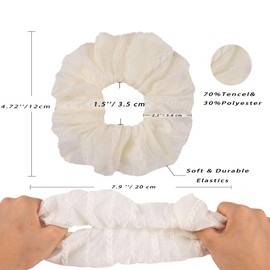 Women's Hair Accessories: Soft Tencel Blend Cotton Scrunchies - Non-Slip Perfect for Thin & Thick Hair - Hair Scrunchies for Women's Everyday Wear & Special Occasions (Beige_l_s)