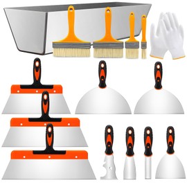 Drywall Hand Tool Set, 15Pcs Drywall Tools Finishing Includes Stainless Steel Putty Knife Set,Spackle Tool Kit for Dry wall Work