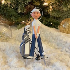 Golf Ornament - Golfer Ornament - Golf Gift Decor Hanging - Skin color: White