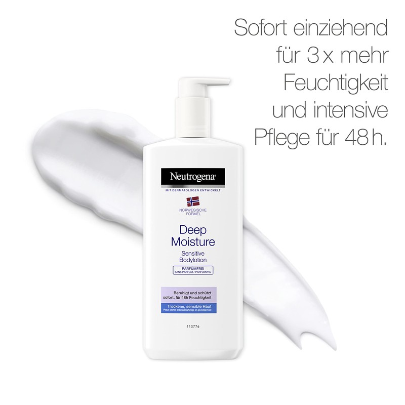 Neutrogena Norwegische Formel Bodylotion, Deep Moisture Sensitive, parfümfrei, für sensible