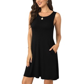 BISHUIGE Women Summer Casual Round Neck Sundresses Swimwear Bathing Beach Cover up Large, Black