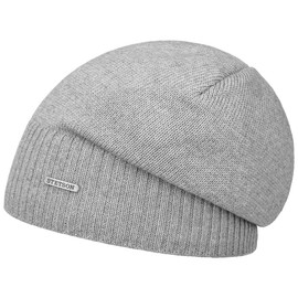 Stetson Merino Oversize Beanie Women/Men - Knitted Wool Hat - Made in Italy - Lined Winter Hat - Beanie with Fleece Lining and UV Protection - Hat Autumn/Winter, gray
