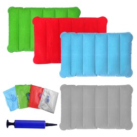 Inflatable Cushion, Pack of 4 Air Cushion Pillow, Seat Cushion, Inflatable Travel Cushion for Car for Camping and Travel, Made of Soft Material, Red, Fruit Green, Light Blue, Grey, 47 x 30 cm