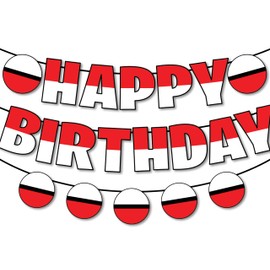 IndoTribe Cartoon Red White Yellow Happy Birthday Banner - 10 Feet | Red White Pre Strung Cartoon Banner Sign for Happy Birthday Decorations Kids Yellow Birthday Backdrop for Wall (No DIY Required)