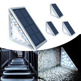 TOTHDATE Set of 4 Solar Stair Lighting Outdoor Cool White Light, Solar Step Lights Outdoor IP67 Waterproof for Floor Porch Decor Yard Path Garden Walkways