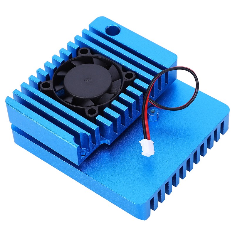 Blue Aluminum Alloy Mini Router Shell Case with Cooling Fan
