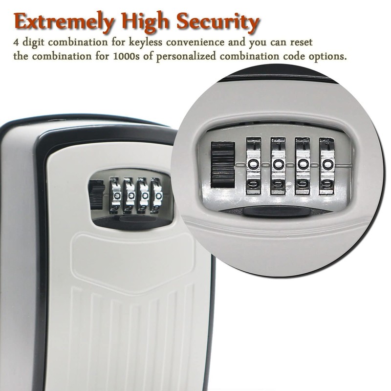 Extra Large Key Storage Security Lock,V-Resourcing Door Knob Mounted,Resettable 4