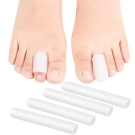 DYKOOK Toe Caps, Gel Toe Tubes 4 Pack, Silicone Toe Sleeves Protectors Bandages Pads for Blister, Callus, Corn, Sore, Toe Rubbing Treatment Wen and Women