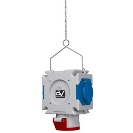 Doktorvolt Power Distributor Power Cube Mobile Distribution Unit Construction Power Distribution Box Cross Distributor Hanging Distributor with 1 x 16 A/5P 2 x 230 V Bals Sockets with 1.5 m Galvanised