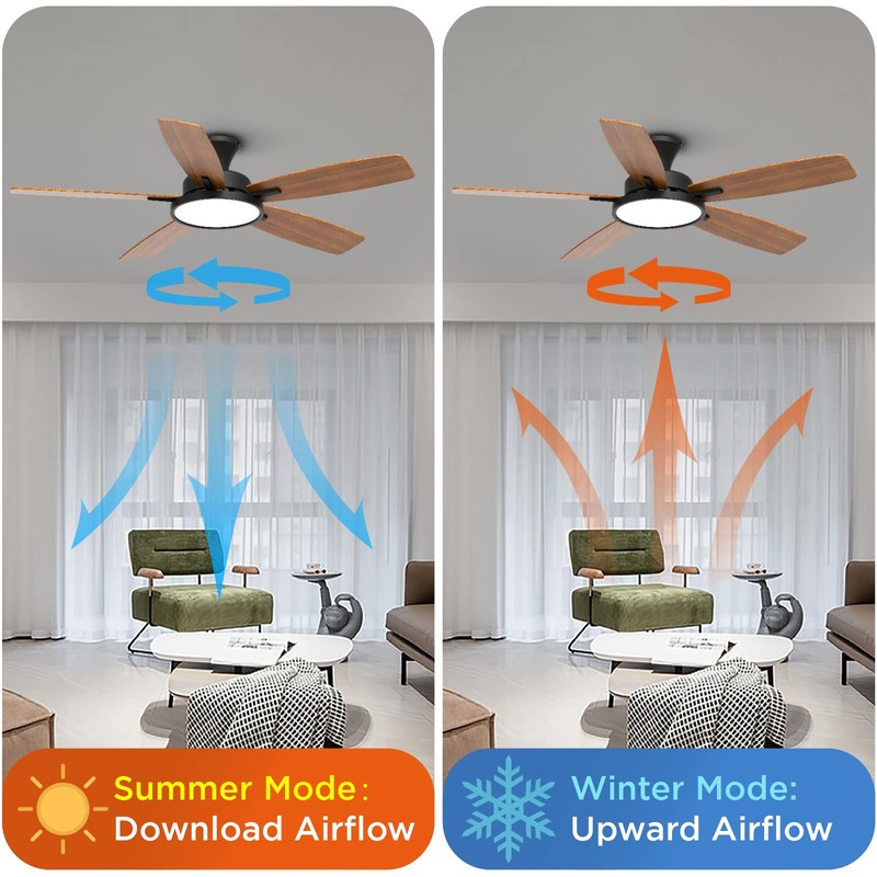 TALOYA Ceiling Fans with Lights and Remote, 46 Inch Low