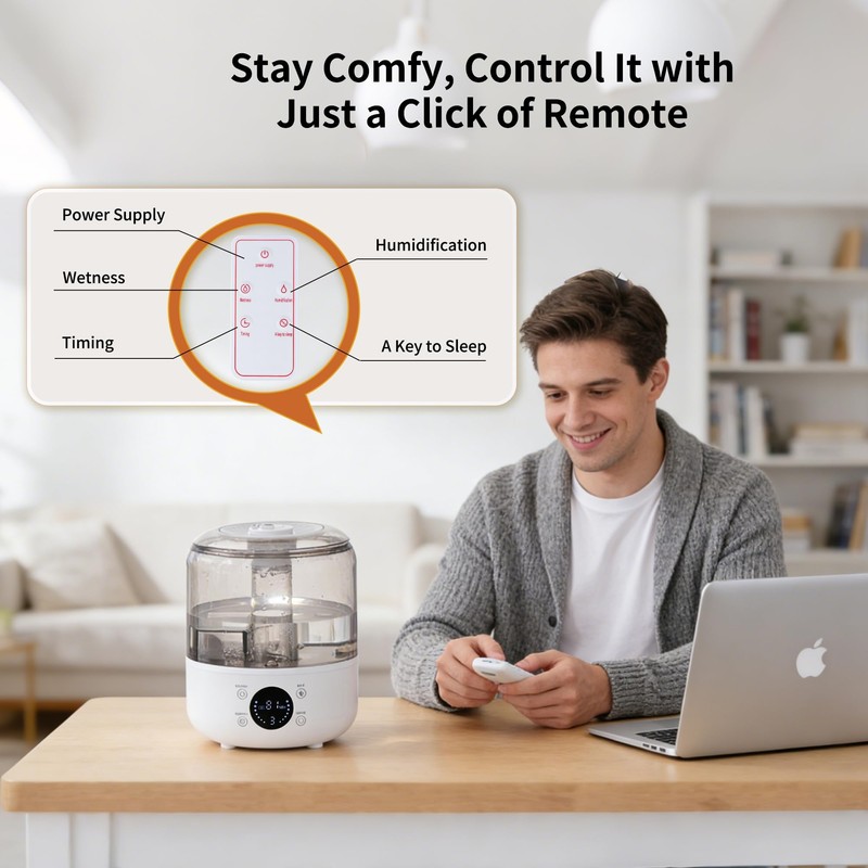 3L Top Fill Cool Mist Ultrasonic Humidifier for Bedroom, 30H