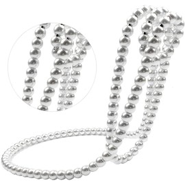 ANDGROPAND (White) Creative Artificial Pearl Necklace Floating Wine Rack Metal Wine Bottle Holder Wine Display Stand for Bars and Home Decoration