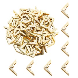 Adyoney 100Pcs 20mm / 3/4" Gold Metal Book Corner Protectors, Vintage Photo Corner Protector, for Scrapbooking, Photo Albums, Menus, and Folders, Vintage Style Book Edge Guards