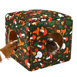 Large Guinea Pig Hideout Rabbit Bed Cubic Guinea Pig House Accessories Machine Washable Rabbit House Hideaway Hamster Bed for Small Pet Bunny Chinchilla Ferret