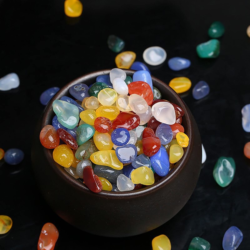 100G Mixed Agate Tumbled Stones - Decorative Gravel Crystals Bulk