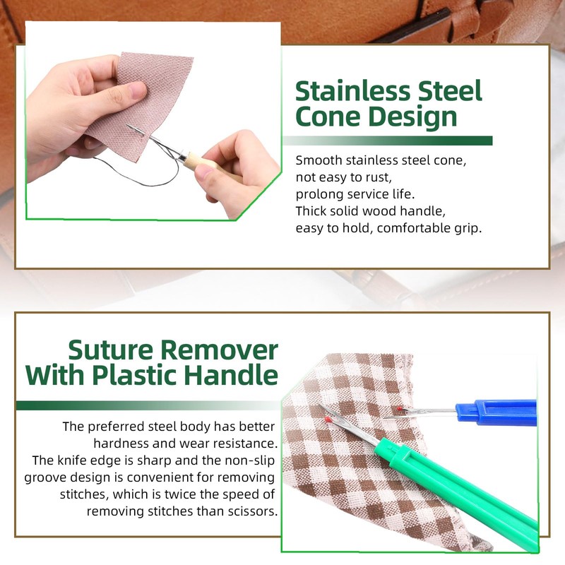 Keadic Leather Sewing Tool Kit for Beginners, Waxed Leather Thread,