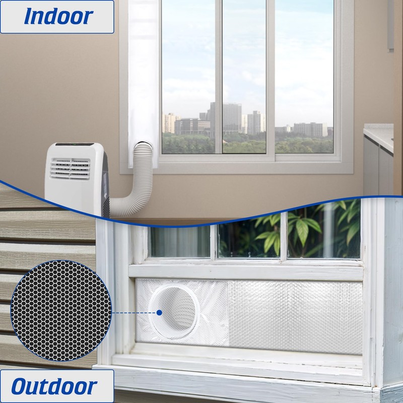 Wintcomfort Portable AC Window Seal Kit with Leaf Screen, Drawstring