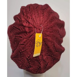 SG CROCHET BERET SNOOD BURGUNDY BURGUNDY LUREX BY SG ACCESSORIES