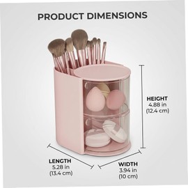 Soporte para cepillo para el cabello, organizador giratorio de 2 niveles para accesorios para el cabello, caja de almacenamiento transponible para escritorios, mantiene los coleteros libres polvo