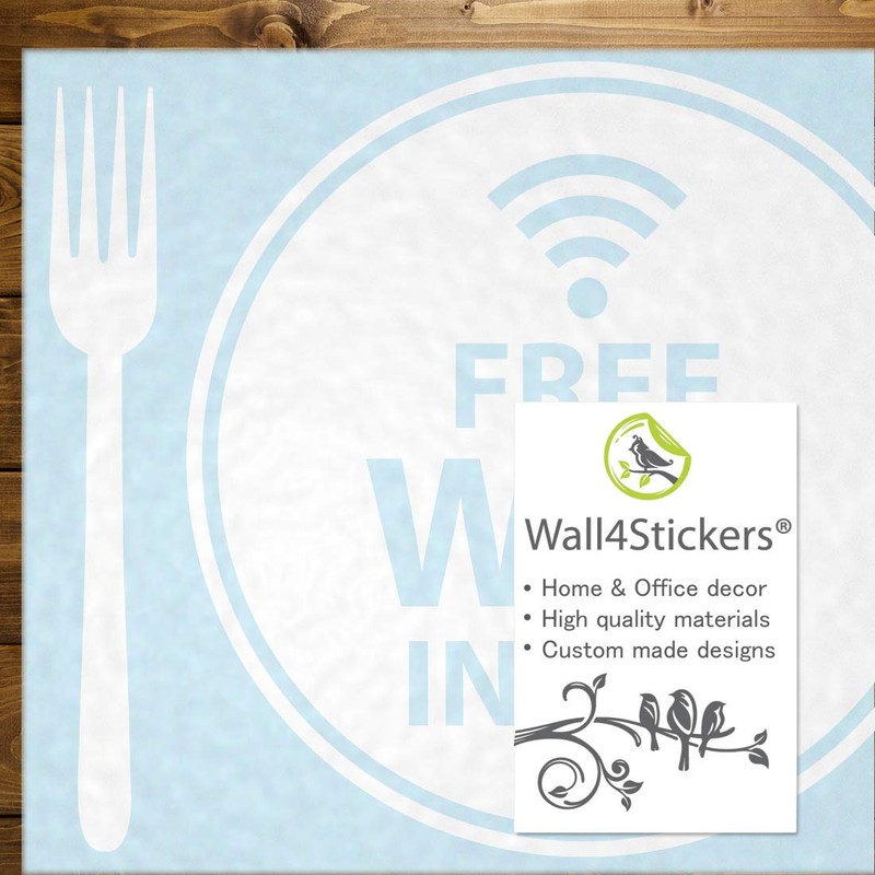Free WiFi Inside Plate Window Sign Vinyl Sticker Graphics Cafe