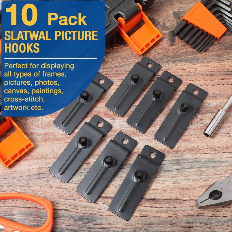 JaGely 10 Pcs Metal Slatwall Hooks 3 Inch Commercial Slatwall