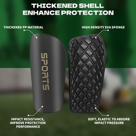 Shin Pads, Football Shin pads for Adult Men & Women, Protective Guards for Soccer Football Hockey (Black, 2 Pcs)
