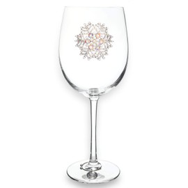 THE QUEENS' JEWELS Snowflake Jeweled Stemmed Wine Glass - Unique Gift for Women, Birthday, Cute, Fun, Holiday, Not Painted, Decorated, Bling, Bedazzled, Rhinestone