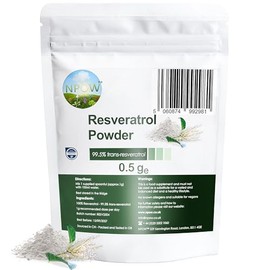 NPOW Pure Resveratrol Powder - Premium Trans Resveratrol Supplements, Antioxidant Wellness, Heart Supplement, Natural Antioxidant Supplements for Smoothie or Drink Powders - 0.5g