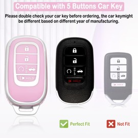 LECART Key Fob Covers for Honda 2024 2025 2022 2023 CR-V Civic Pilot Accord HR-V Sport Touring TPU Key Fob Case 5 Button Car Key Shell Protector 2 Pack Pink & Purple