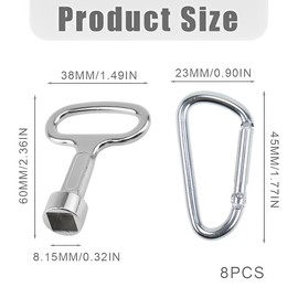 LQIOACU Set of 4 Silver Square Keys, Bleed Key, Heater Bleed Key, Square Key 8 mm, Square Key Tap with 4 Key Rings, silver