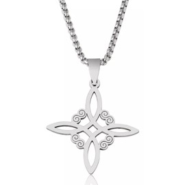 Collar Dije Nudo De Bruja Irlandés Amuleto Celta Brujería Colgante Wicca En Acero Inoxidable
